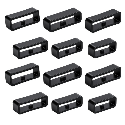 InnoHHustle 12 Pcs Silicone Watch Band Keepers 16mm /18mm /20mm /22mm /24mm /26mm Watch Strap Holder Loop Black Watches Band Fastener Rings Replacement Rubber Watches Wristband Keeper Retainer