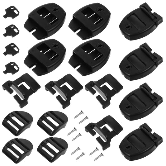 Vin Beauty 4 Sets Spa Hot Tub Cover Clips, Hot Tub Cover Repair Kit with 4 Latches 4Slide Rails 4Keys 8 Screws Pool CoverClips Latch Replacement Kit Hardware Accessories for Spa Lid Straps (Black)