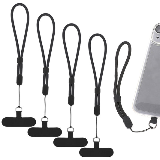 4 Pcs Wrist Phone Lanyard Adjustable Nylon Hand Wrist Straps Cell Phone Lanyard Strap with Tether Pads for Mobile Phones Kamera U-Disk (Black)