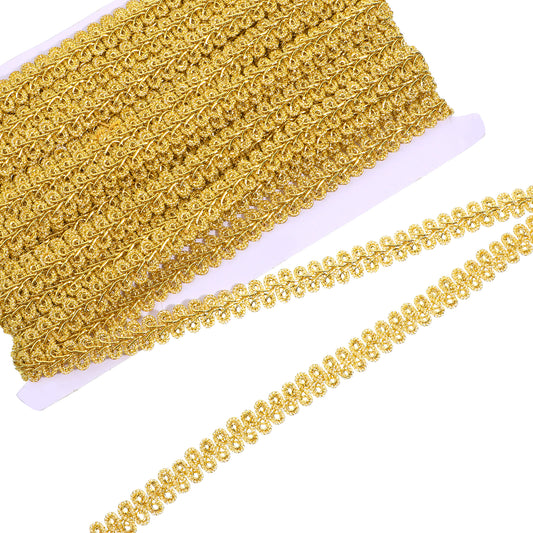 13 Yards Gold Braid Trim 13mm Golden Decrative Woven Fabric Lace Upholstery Trim for Sewing Costume Curtains Slipcover Decoration DIY Crafts