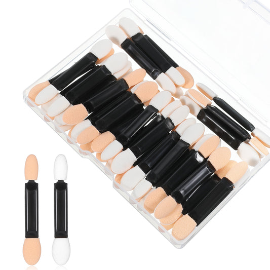 Eyeshadow Applicators, 100 Pcs Disposable Dual Sides Eye Shadow Sponge Applicators Eyeshadow Brush with Container Eye Shadow Applicator Sticks Makeup Applicator for Women Cosmetic Tool