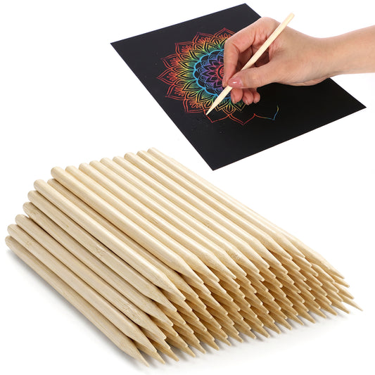 Scratch Art Sticks, 100 Pcs 4.7 Inch Wooden Stylus for Scratch Art Heavy Duty Wooden Sticks for Crafts for DIY Creative Draw Craft Projects