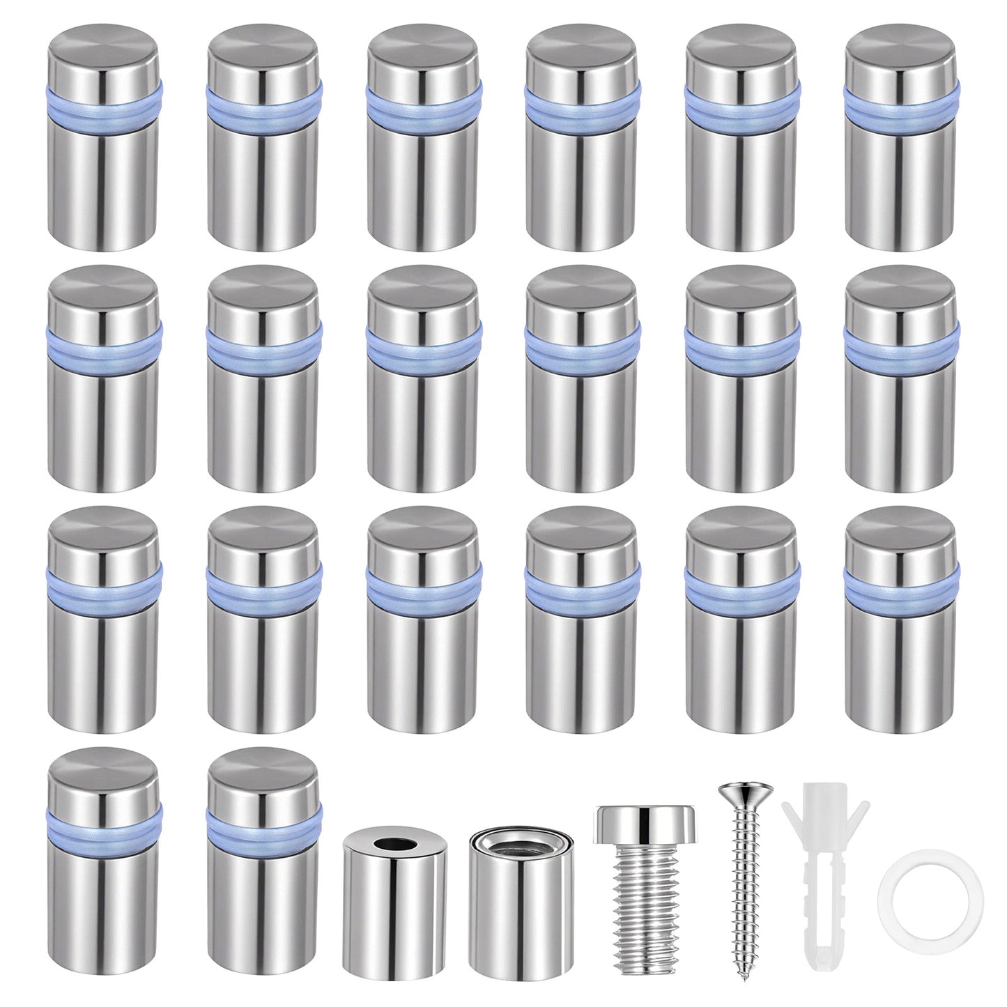 Standoff Fixings, 20 Pack Sign Standoff Screws 1/2 * 3/4 Inch Stainless Steel Stand off Wall Mounts Advertising Screw Mounting Hardware Glass Acrylic Nail for Glass Artwork and Sign Displays