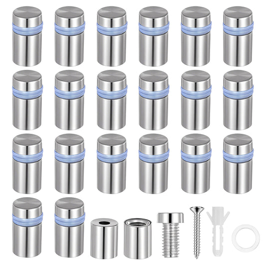 Standoff Fixings, 20 Pack Sign Standoff Screws 1/2 * 3/4 Inch Stainless Steel Stand off Wall Mounts Advertising Screw Mounting Hardware Glass Acrylic Nail for Glass Artwork and Sign Displays