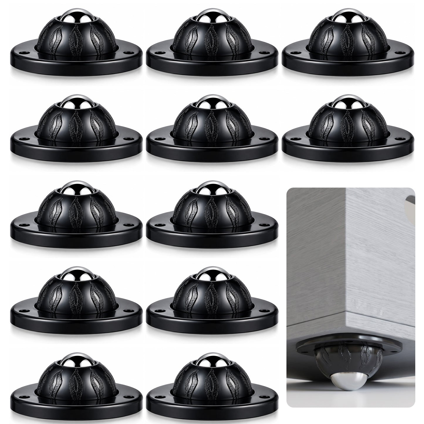12 Pack Self Adhesive Caster Wheels, Swivel Wheels for Furniture