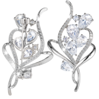 Crystal Flower Brooches Pins for Women Created Crystal Brooch Fancy Vintage Style Flower Brooch Pin Vintage Wedding Brooches Brooches and Pins for Women Silver Brooch Pins for Women