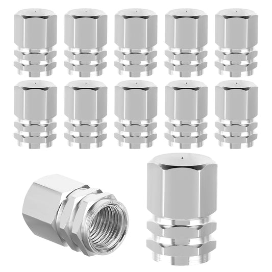 12 Pcs Car Tire Valve Stem Caps Tire Valve Caps Aluminum Alloy Air Caps Cover Silver Wheel Valve Cover Leak-Proof Hexagon Stem Covers for Auto Motorcycle Truck Bike