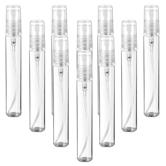 KALIONE 10 Pack Mini Spray Bottle 5ml Mini Plastic Spray Bottle Empty Clear Fine Mist Refillable Perfume Bottles Small Empty Sample Containers Portable Travel Bottles