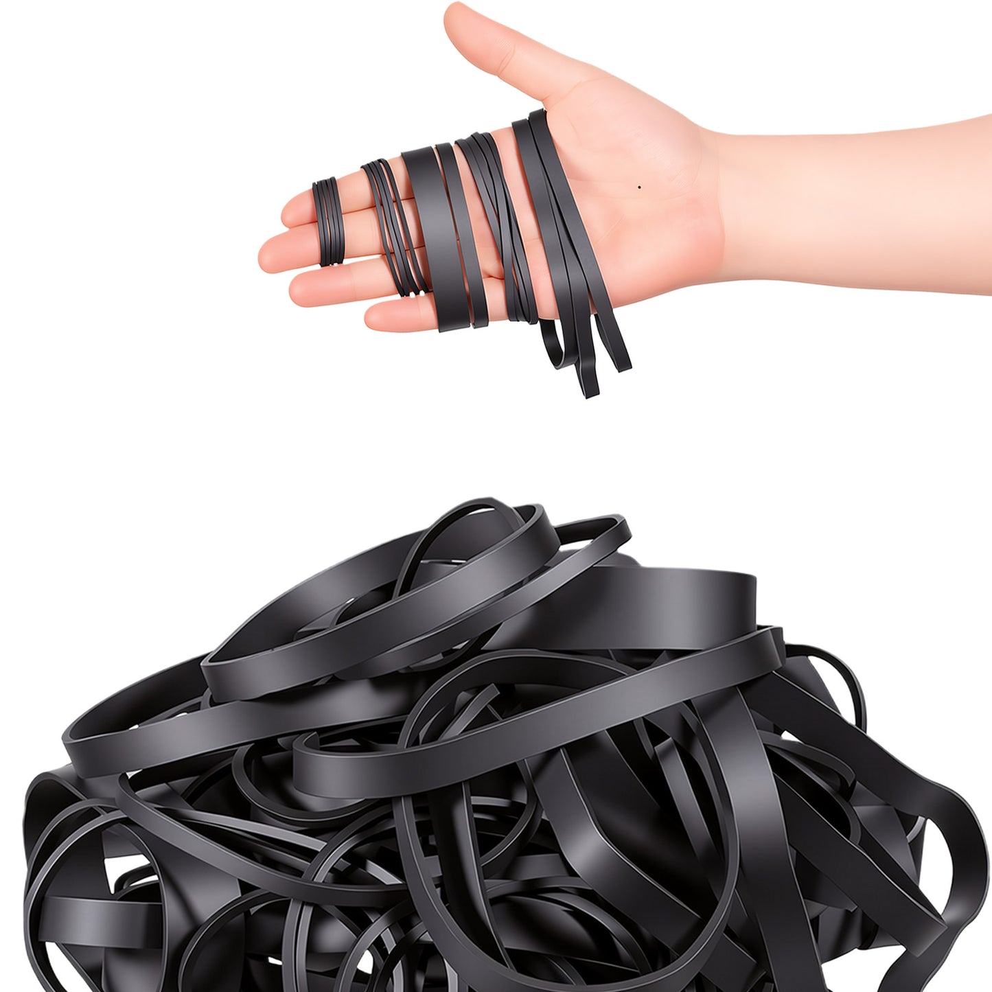 80 Pcs Thick Black Rubber Bands, Large Black Rubber Bands for Office Supply Trash Can File Folders Litter Box Rubber-Band (85x12mm, 20x3mm, 40x1,5mm, 60x1,5mm, 85x3mm, 85x6mm)