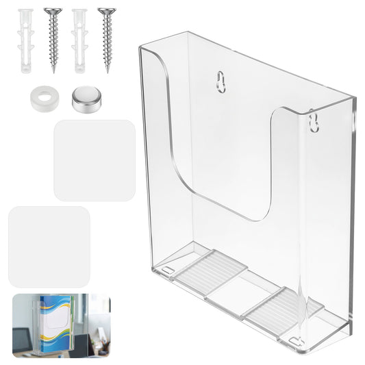 Acrylic Brochure Holder 6.5 x 6.5 Inch, Wall Mount Flyer Holder Countertop Literature Holders, Magazine Holders, for Documents Pamphlets Booklets Menu, Clear Acrylic for Office Retail Store Display
