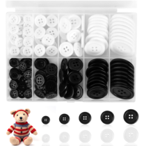 Premium 100 Pcs Resin Sewing Buttons Black White 4-Hole Craft Buttons Shirt Buttons Flatback Button Small Buttons Round 5 Sizes of Mixed Buttons Suitable for Sewing DIY and Holiday Decoration Crafts