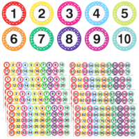400 PCS Number Stickers 1-50 and 51-100, 8 Sheets 1inch Removable Dot Stickers, Colorful Vinyl Number Sticker, Self-Adhesive Water/Tear Resistant Numbered Labels for Office, Classroom, Storage Boxes