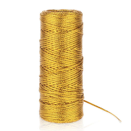 328 Feet Decorative Metallic Bakers String Gold String Twine 1.5mm Gold Wrapping Twine String Twine for Crafts Jute Twine Ornament String Gold String Gold for Crafting Package Presents Wrapping