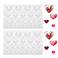 2 Pcs Heart Silicone Mold, Heart-Shaped Casting Jewelry Mold, Mixed Size Heart Shape Silicone Mold, Silicone Heart Epoxy Mold for Jewelry Making Keychain, Crafting, Earrings, Jewelry Projects