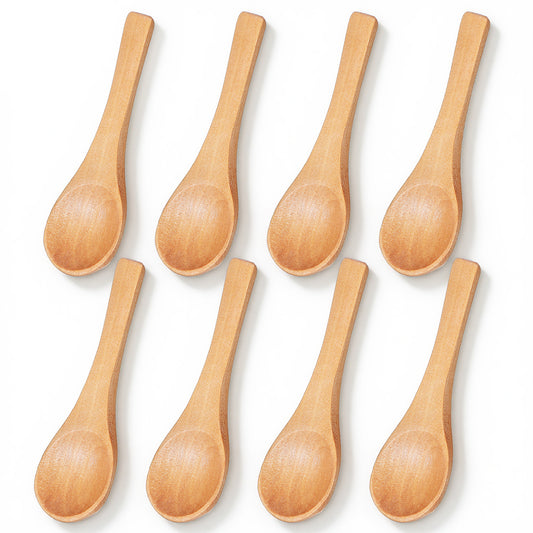 8 pcs Small Wooden Spoons 3.5 inch Tiny Wooden Spoons-Wooden Teaspoon mini Spoons for Jars Tea Honey Coffee Sugar Ice Cream Sauces Kitchen Cooking