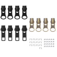 Styquenzer Zipper Repair Kit, 12 PCS Zipper Pull Replacement #5 Zipper Slider Repair Kit Size 5 Sliders Zippers Pull Fix Zipper on for Repairing Coats,Jackets, Metal Plastic and Nylon Coil Zippers