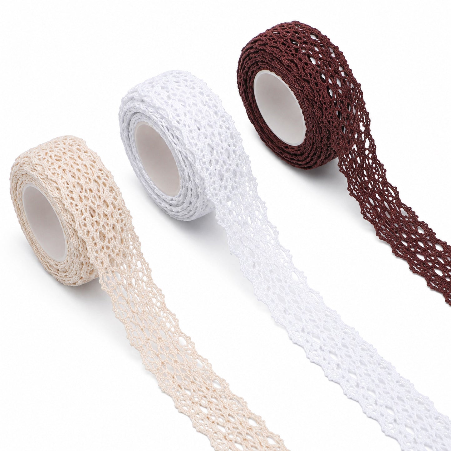 Skrfren Self-Adhesive Lace Washi Tape 3 Pack Cotton Lace Trim Tape