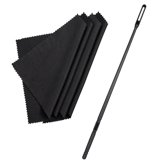 Flute Cleaning Kit, 4pcs Flute Cleaning Cloth with 1pcs Flutes Clean Rod(Black)