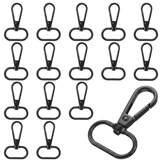 16 Pcs Swivel Snap Hooks, 1 Inch Swivel Hook Black Lobster Claw Clasp Oval Ring Metal Lobster Clips for Puppy Chain, Keychains, Purse, Snap Tabs, Craft Making