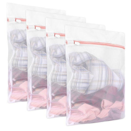 4 Pack Washing Bags for Laundry Bags Pink Large Laundry Mesh Bag Mesh Washing Machine Delicates Cloth Travel Laundry Bags for Lingerie Socks Bra Pants Shoes Mask Underwear Garment (16 x 12 Inch)