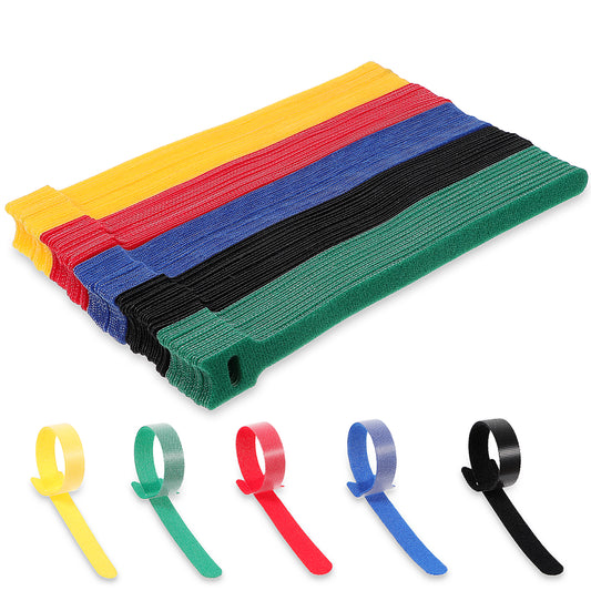100 Pcs Cable Ties, 8 Inches Reusable Colorful Wire Ties Cable Management Cord, Loop Cables Tie, Multi-Purpose Adjustable Cord Organizer, Cords Organizer for Cables Management