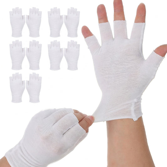 Cotton Fingerless Gloves, 5 Pairs Black Cotton Gloves for Eczema 5 Open Fingertips Soft Hand Moisturizer Gloves for Dry Hands, Skin Treatment, Hand Spa, Overnight Hydration