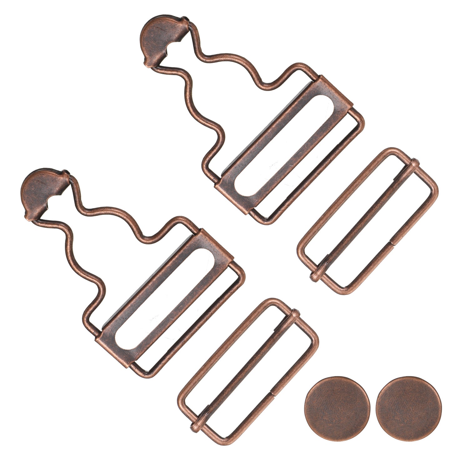 Overall Buckles Replacement, 2 Sets Metal Suspender Clips with Rectangle Buckle Overall Braces Buckles and Buttons DIY Button No-Sew Accessories Adjustable for Bib Pants Trousers Jeans Jacket