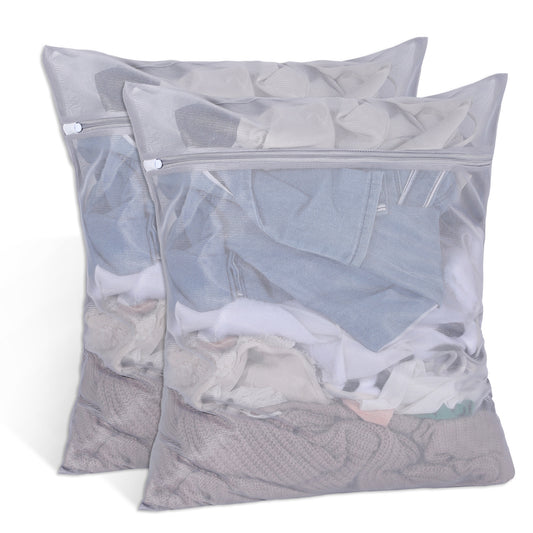 2 Pcs Large Mesh Laundry Bags Mesh Lingerie Wash Bags 50x60cm Wash Bag with Zipper for Washing Machine Blanket Dress Underwear Hosiery Sweater Blouse