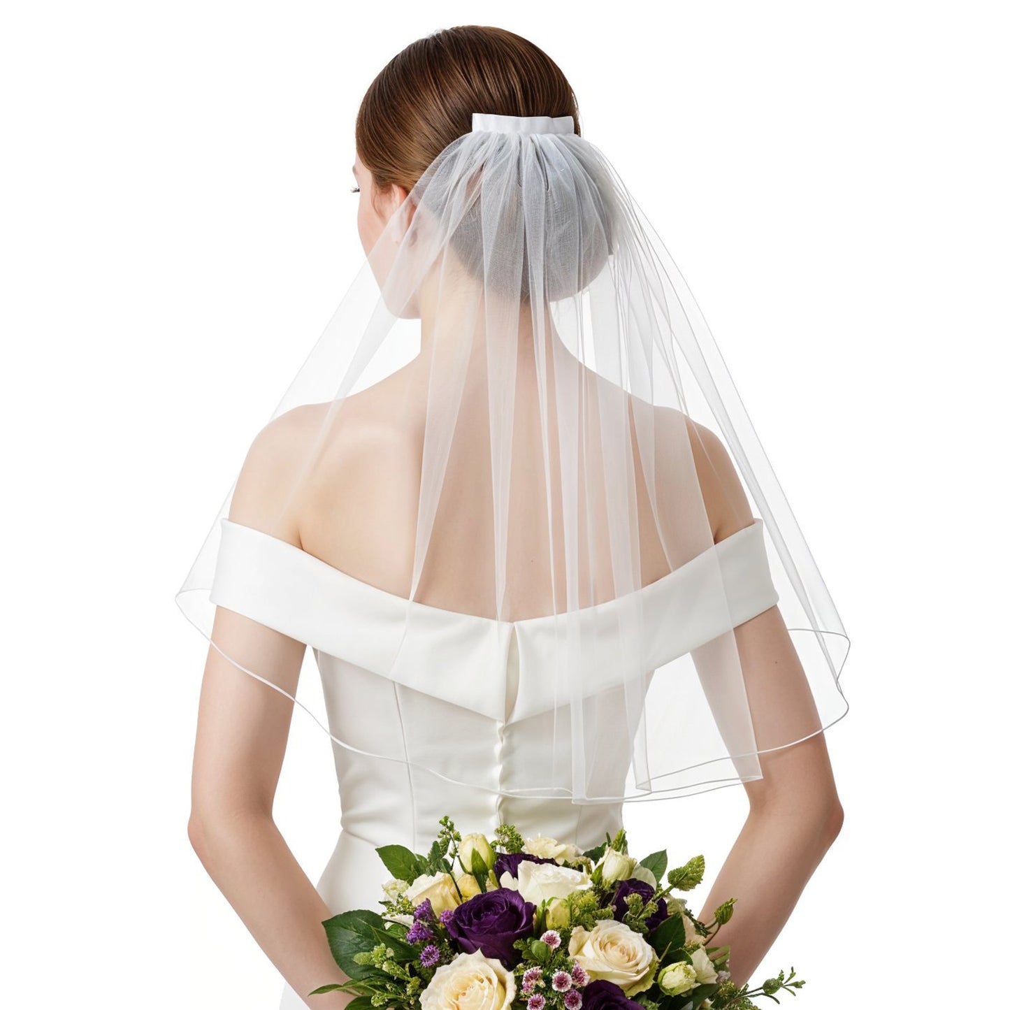 Styquenzer Short Bridal Veil, White Bridal Veil with Comb, Wedding Women's Short Vails, Flower Girl Veils for Bachelorette Party Veils Bridals Shower Engagement First Communion