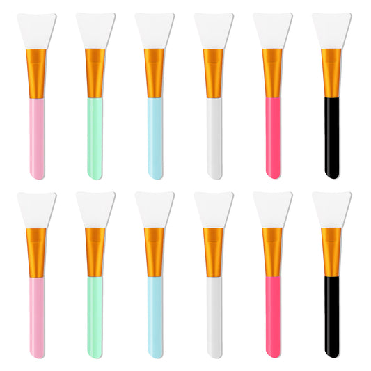 12 Pcs Silicone Face Mask Brush Face Mask Beauty Tool Mask Applicator Tool Face Mask Applicator Silicone Brush Face Spatula Soft Face Brush for Sleeping Mask Body Lotion and Body Butter