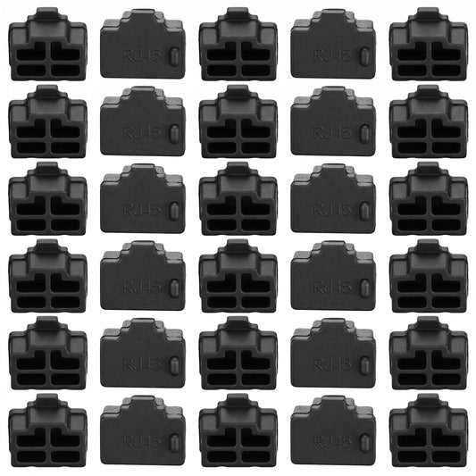 30 Pcs Ethernet Port Cover, Silicone Hub Port RJ45 Dust Cover, Ethernet Plug Protector Stopper Cap for RJ45 Female Ports Devices, TV, Computer, Other Devices, Black