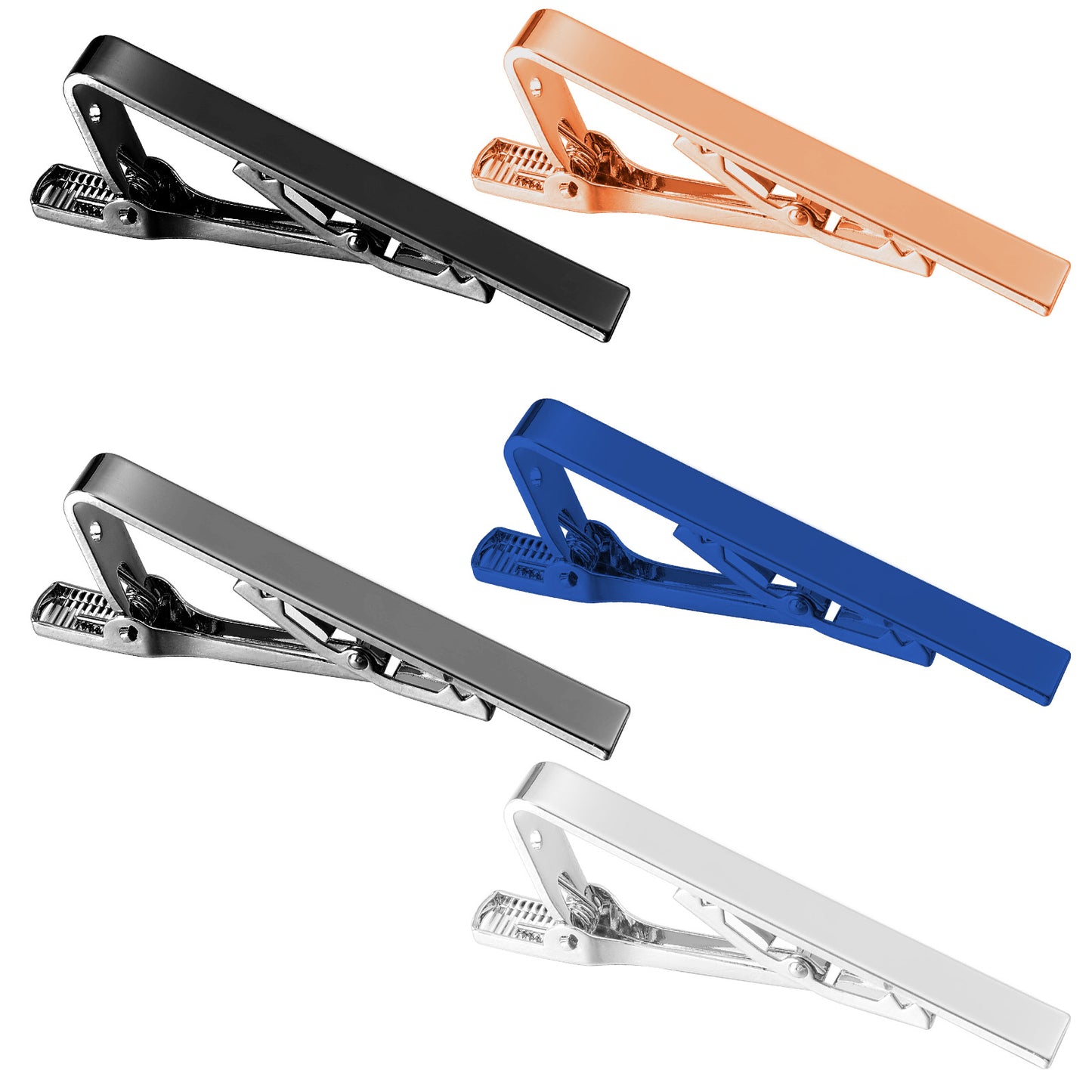 5 PCS 5 Color Tie Clips, Men's Tie Clips Classic with Adjustable Clasp Necktie Ties Bars Business Men Ties Accessories for Professional Office Formal Events Wedding