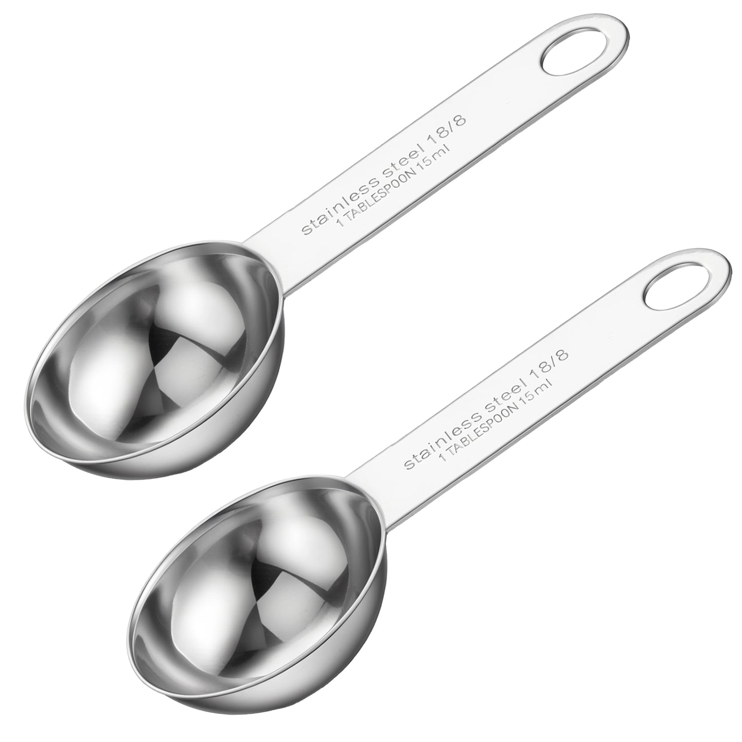 2PCS Stainless Steel Teaspoon Measuring Spoons, 3tsp Tablespoon Measurings Individual Measuring Scoop 15 ml Single Teaspoons Metal Measurings Spoons Long Handle Spoon for Kitchen Home Tea Coffee