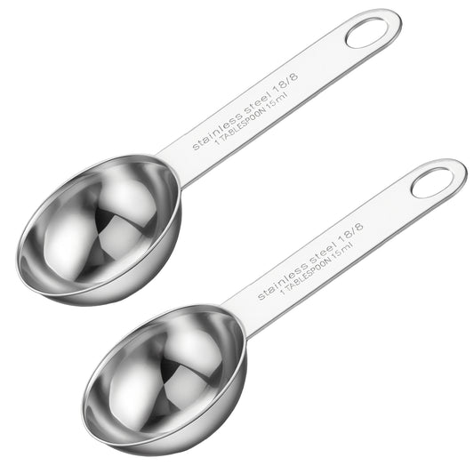 2PCS Stainless Steel Teaspoon Measuring Spoons, 3tsp Tablespoon Measurings Individual Measuring Scoop 15 ml Single Teaspoons Metal Measurings Spoons Long Handle Spoon for Kitchen Home Tea Coffee