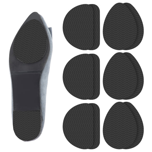 12 PCS 6 Pairs Non-slip Shoe Pads, Self-Adhesive Anti-Slip Sole Sticker, Noise Reduction Shoes Cushion Adhesive Shoe Grips, Sole Protectors for High Heels Anti-Shedding Resistant Rubber Sole Protector