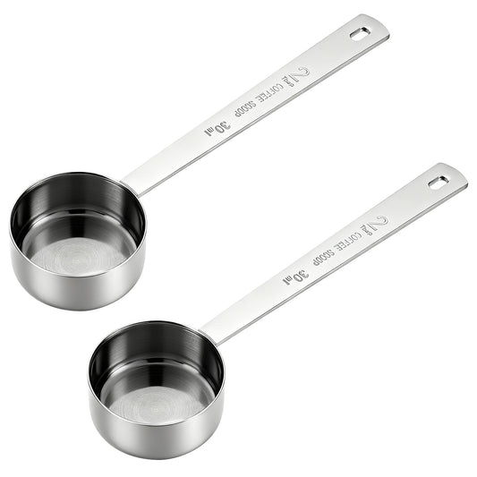 2 PCS Tablespoon Measuring Spoon, 2 Tablespoon Coffee Scoop for Ground Coffee Stainless Steel Coffees Spoons Long Handle Measuring Spoons Cafe Bean Scoop for Grinding Coffees Powder (30ml, 1/8cup)
