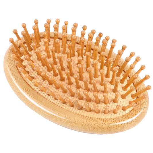 Nan Bamboo Wood Comb, Wooden Massage Comb, Bamboo Scalp Massager, Wooden Hair Brush, Scalp Brush, without Handle, Round, Portable Bamboo Comb, Anti-Static Air Cushion Comb, B