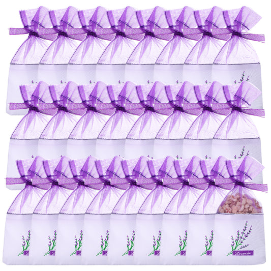 Lavender Sachet Bags Empty, 25 Pack Organza Gauze Favor Bags Purple Gauze Ribbons Sacks for Lavender, Spice(Light Purple)