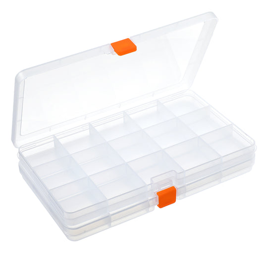 SynHHergyx Bead Organizer, 2 Pcs Clear Plastic Organizer Box with Dividers Bead Organizers and Storage Jewelry Storage Containers for Beads, Nail, Crafts, Fishing Tackle, Small Items