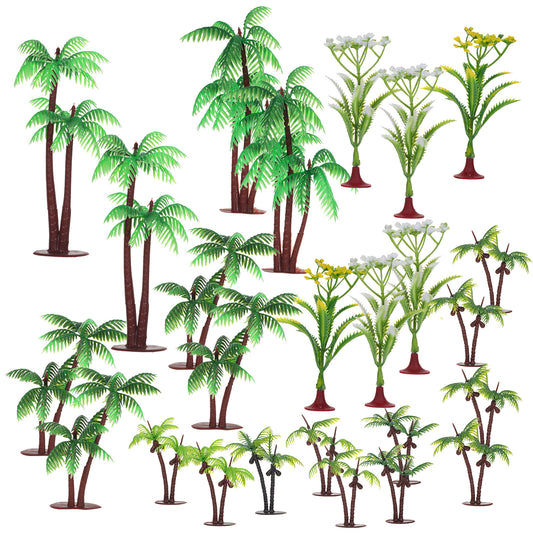 20 PCS Mini Palm Tree Model Plastic Palm Tree Cake Topper Coconut Trees Decor for Artificial Rainforest Landscape Crafts Cake Topper Micro Aquarium Garden Building Landscape Sandbox
