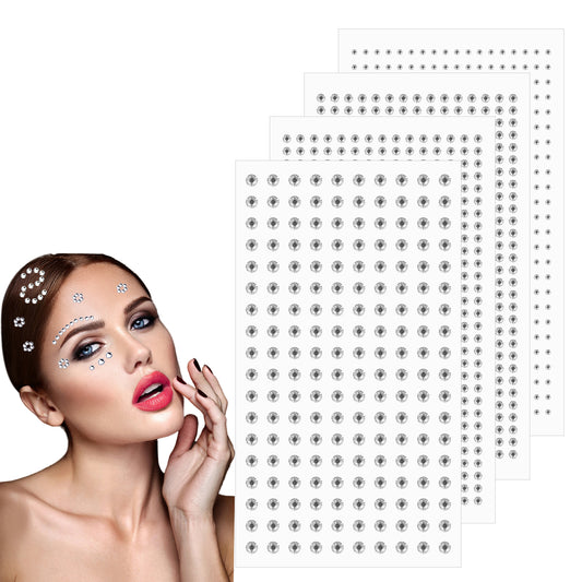 Face Gemstones 4 Sheets Mini Face Rhinestone Stickers Adhesive Gems Rhinestones Stickers Stick on Face Jewels for Hair Eyes Ear Nail