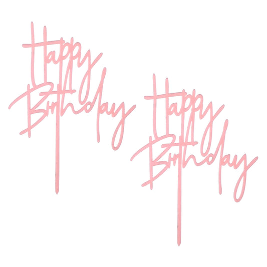 2 Pcs Happy Birthday Cake Toppers Pink Happy Birthday Cake Decorations Birthdays Decorations Birthdays Cakes Supplies for Celebrating Anniversary Party