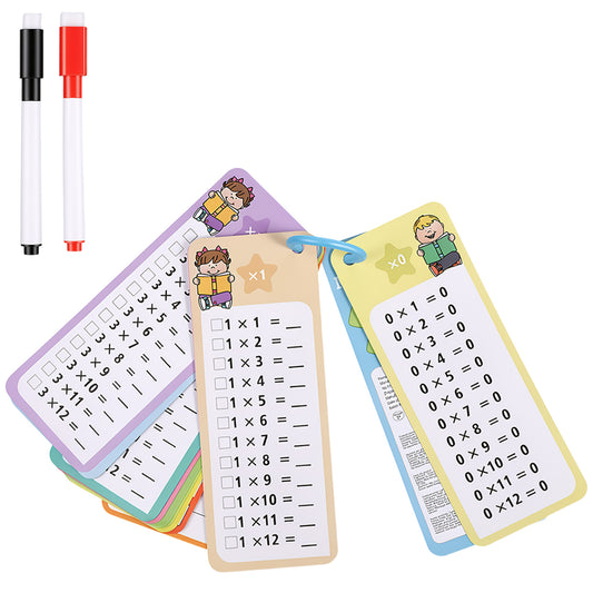 Multiplication Flash Cards 1-12,15PCS Times Table Flash Cards Chart with 2 Dry Erase Markers, 1 Rings Educational Times Table Flashcards for 1st to 3rd Grades Classroom Home