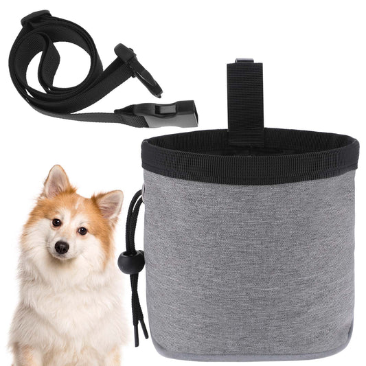 Psyqtsuary Treat Pouch for Dog Training, Grey Dog Treat Pouch with Adjustable Waistband Puppy Dog Treat Pouch Bag Portable Dog Walking Bag for Travel Outdoor Training