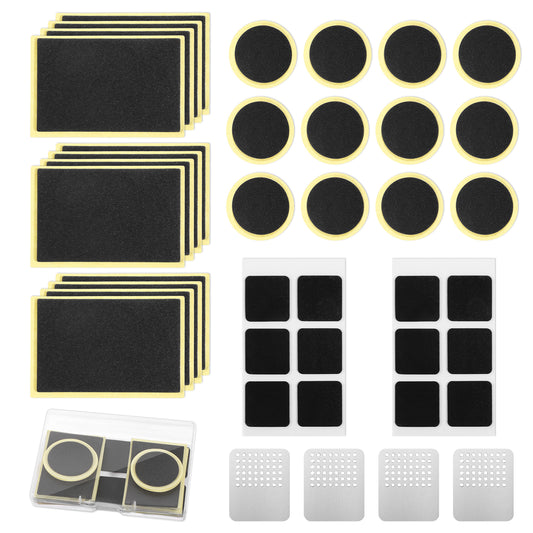 InnoHHustle 40 PCS Bicycle Tire Repair Kit, Bike Tube Patch Kit 36 Pcs Glueless Bike Tube Patches and 4 Pcs Metal Rasps Self Adhesive Bicycle Tire Patches for Road Mountain Bikes Cycling Bicycles