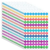 24 Sheets 1 to 10 Number Stickers, Colorful Vinyl Consecutive Numbers Stickers 1 Inch Round Tiny Number Stickers Self Adhesive Decal for Indoor Outdoor Waterproof Labels Number Inventory Stickers