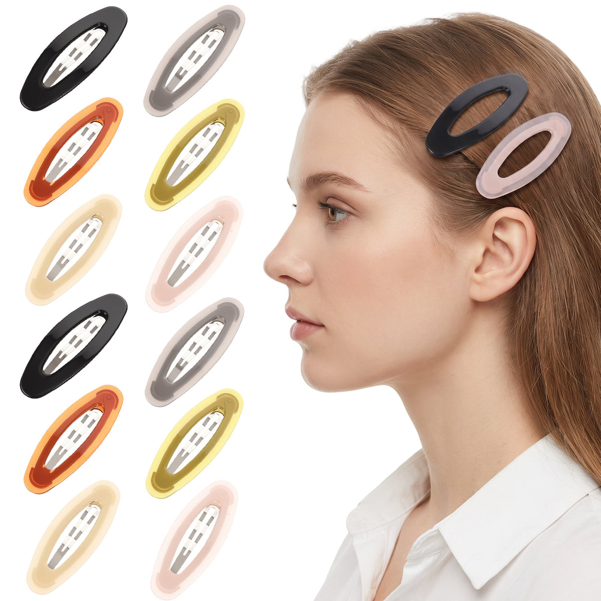 Oval Shape Hair Clips, 12 Pcs 3.2 Inch Water Drop Shape Large Hair Barrette
