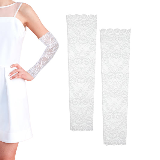 Zelphvt Floral Lace Arm Sleeves for Women Long Fingerless Bridal Wedding Sleeves White Gloves to Cover Arms Elegant Vintage Tea Party Costume Accessories for Bridal Party Prom Costume