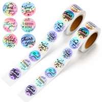 1000pcs Holographic Thank You Stickers, 1 Inch Round Thank You Labels Self-Adhesive Waterproof Gift Tags for Small Business Packaging Envelope Bags Boxes, Rainbow Silver Gift Seals