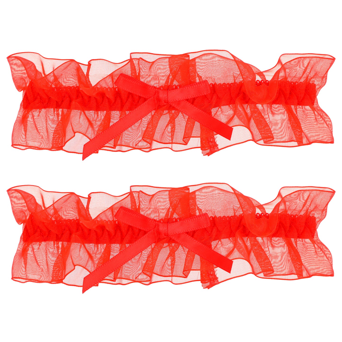 Gtziqa 2 Pcs Women Lace Garter, Adjustable Elastic Wedding Bridal Lace Stretch Belt Garter with Bowknot, Women Ribbon Bowknot Party Prom Leg Ring Costume Accessory for Bride Wedding (Red)